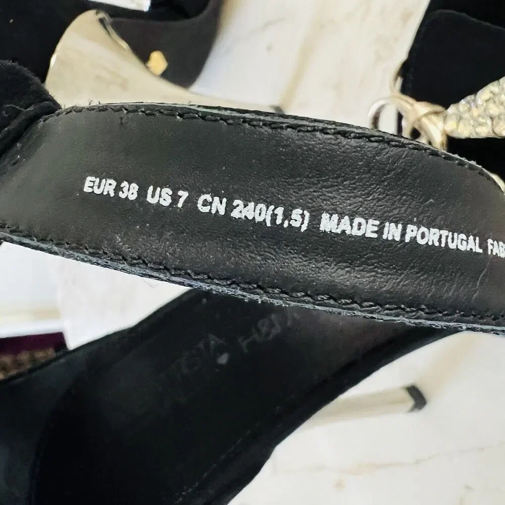 2019 GIAMBATTISTA VALLI x H&M Suede Black Crystal Lips Sandals Heels - EU 8/US 7